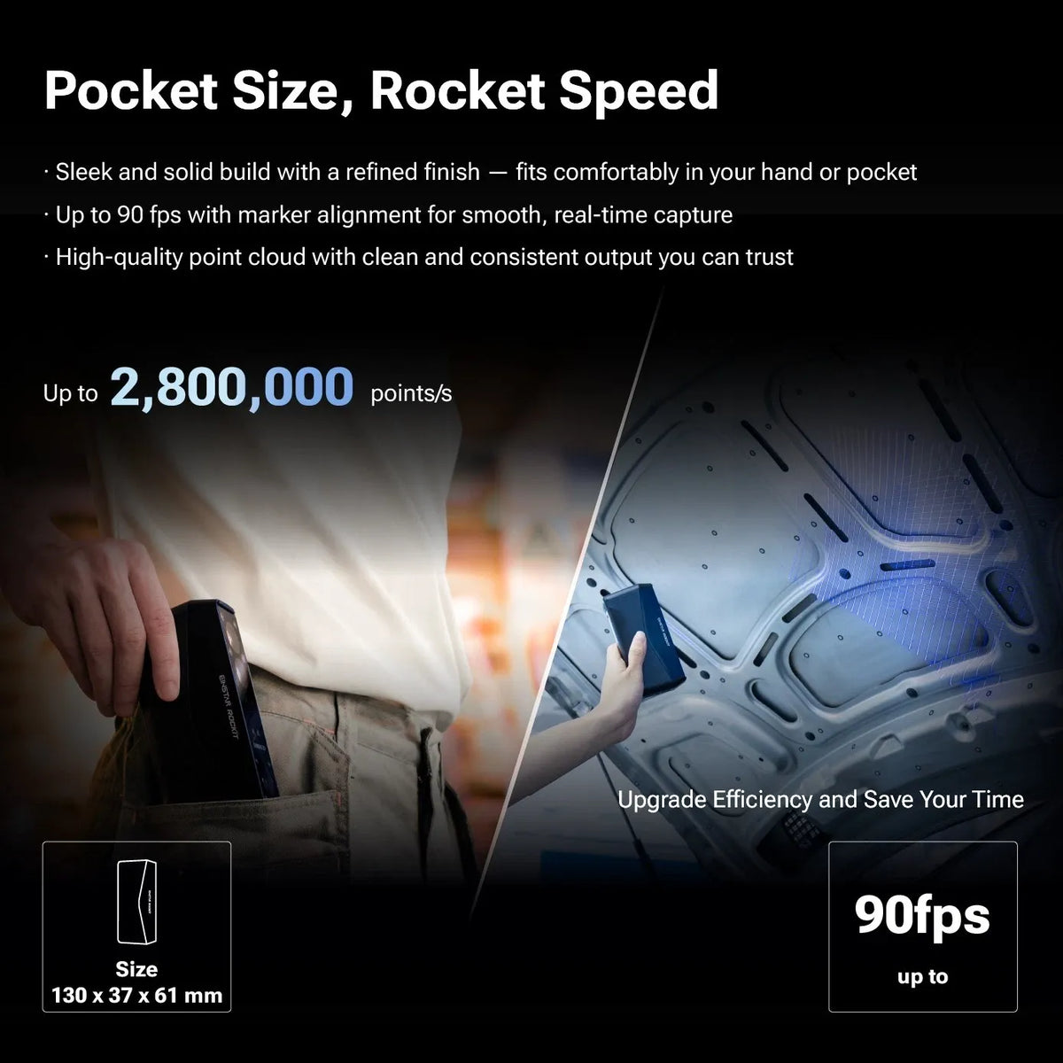 SHINING 3D EINSTAR Rockit 手持式 3D 掃描器 | 工業級精度與高速掃描 [官方現貨]